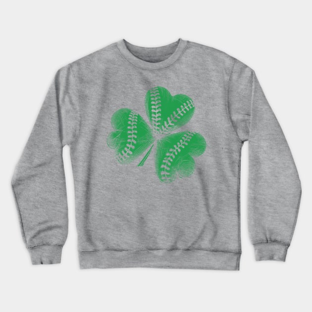 St. Patrick's Baseball Softball Shamrock Baseball Stitches Cute Baseball Lover Crewneck Sweatshirt by TeeCreations